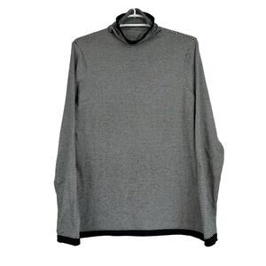 Duluth Trading Co Black and White Striped Coolmax Turtleneck Sweater Medium